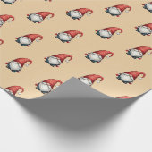 Kerst Gnome Feestelijke Vakantie Cadeau op Apricot Cadeaupapier (Hoek)
