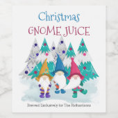 Kerst Gnome Juice uitsluitend gebrouwen voor .. Wijn Etiket (Enkel label)