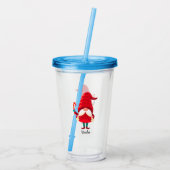 Kerst Gnome met een snoepriet Acryl Drinkbeker (Achterkant)