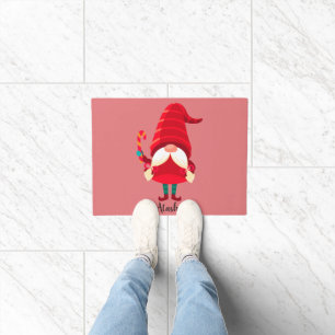 Kerst Gnome met een snoepriet Deurmat