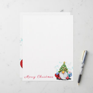 Kerst Gnome met Gift Letterhead Briefhoofd