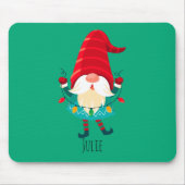 Kerst Gnome met kerstverlichting Muismat (Voorkant)