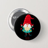 Kerst Gnome met kerstverlichting Ronde Button 5,7 Cm (Voorkant /achterkant)