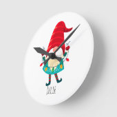 Kerst Gnome met kerstverlichting Ronde Klok (Hoek)