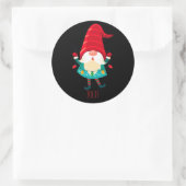 Kerst Gnome met kerstverlichting Ronde Sticker (Tas)