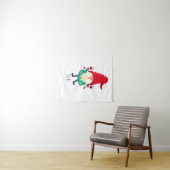 Kerst Gnome met kerstverlichting Wandkleed (In Situ (horizontaal))