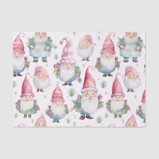 Kerst Gnome Naadloos Patroon Tissuepapier (Voorkant)