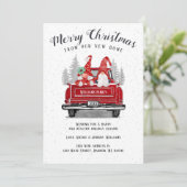 Kerst Gnome Paar  Rode Vrachtwagen Verhuizen Aankondiging (Staand voorkant)