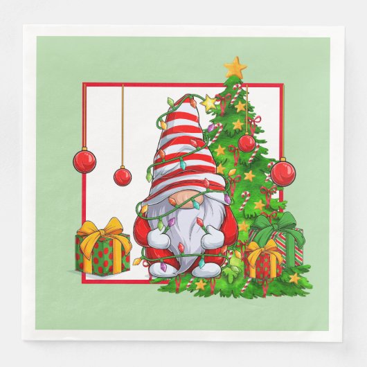 Kerst Gnome Papier servet (Voorkant)