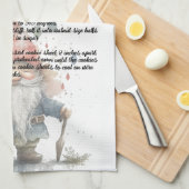 Kerst Gnome Rode Waterverf Recept Keepsake Theedoek (Quarter Fold)