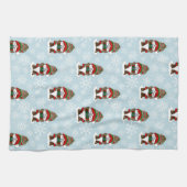 Kerst Gnome Rood Groen Schattige Theedoek (Horizontaal)