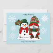 Kerst Gnome Sneeuwman Schattige Kaart (Achterkant)