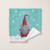 Kerst Gnome Sneeuwvlok Patroon Custom Aqua Blue Bad Handdoek (Wasdoekje)