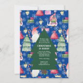 Kerst Gnome voor Feestdagen Tree Pattern Blauw Kaart (Voorkant)