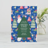 Kerst Gnome voor Feestdagen Tree Pattern Blauw Kaart (Staand voorkant)