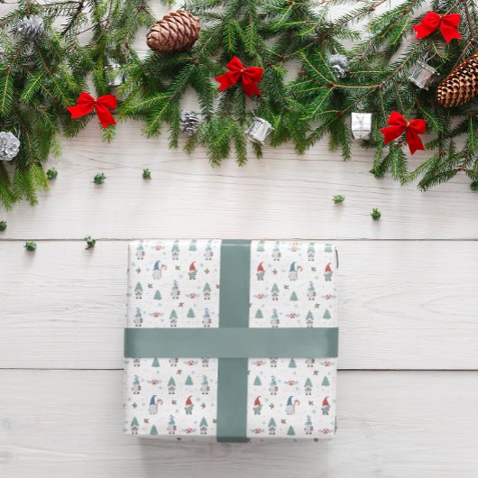 Kerst Gnome Wrapping Papier Set van 3 Inpakpapier Vel