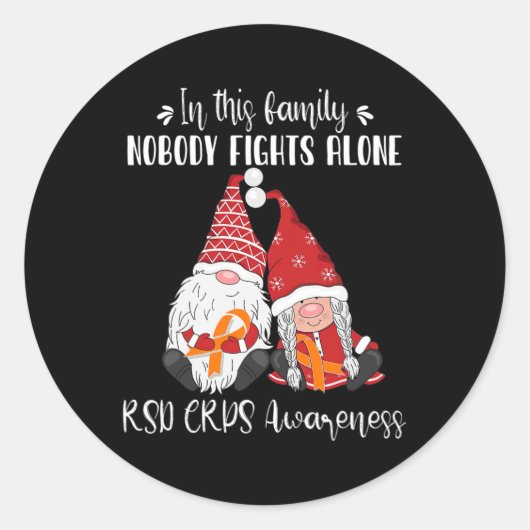 Kerst Gnomen RSD CRPS Awareness Ronde Sticker (Voorkant)