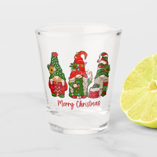 Kerst Gnomen Trio Shot Glass Shot Glas (Voorkant)