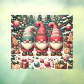 Kerst Gnomen Trio Window Cling Raamsticker (Vel 3)