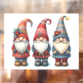 Kerst Gnomen Trio Window Cling Raamsticker (Vel 2)