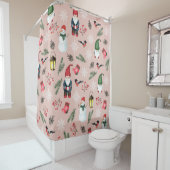 Kerst Gnomen Waterverf Naadloos Patroon Douchegordijn (In situ)