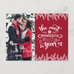 Kerst Gold Dennen De Meest Prachtige Tijd Foto Uitnodiging Briefkaart