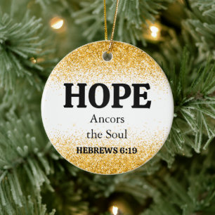 Kerst Gold Glitter Bible Verse Hope-keramiek Keramisch Ornament