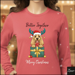 Kerst Golden Cocker Spaniel Cadeau Grafisch Tri-Blend Shirt