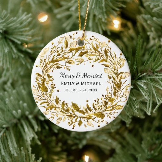 Kerst Golden Krans Ornament Wedding Favoriet (Boom)