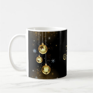 Kerst Golden Ornamenten Shiny Stars Zwart Koffiemok