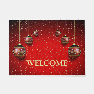 Kerst Golden Red Winter Feestdagen Elegant Deurmat