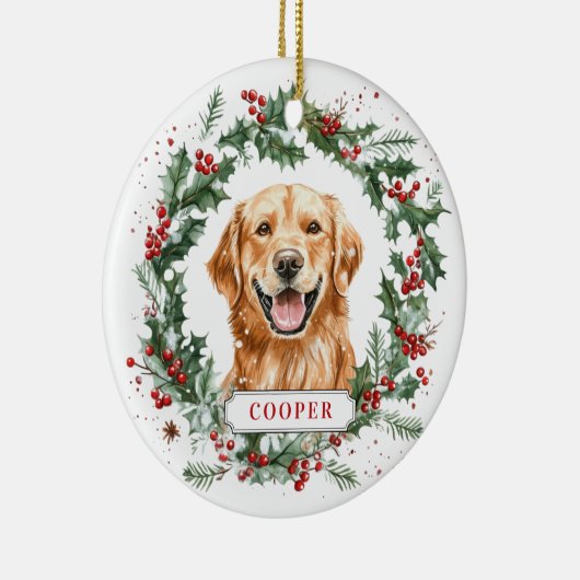 Kerst Golden Retriever Ceramic Circle Ornament (Rechts)