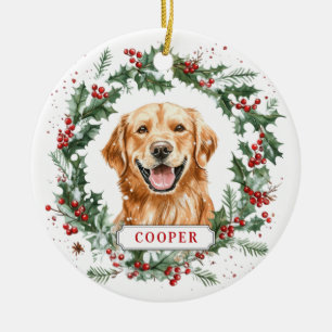 Kerst Golden Retriever Ceramic Circle Ornament