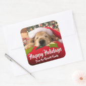 Kerst Golden Retriever Dog Aangepaste naam Vierkante Sticker (Envelop)