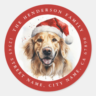 Kerst Golden Retriever Hond Ronde Stickers