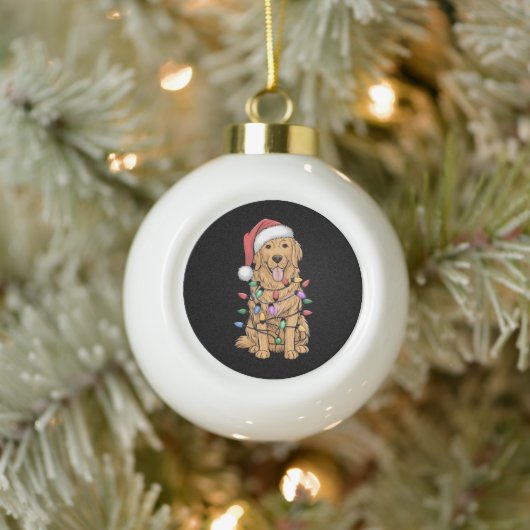 Kerst Golden Retriever Hondenliefhebber Gift Mam P Keramische Bal Ornament (Boom)