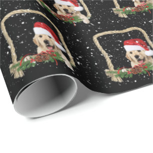 Kerst Golden Retriever in touwframe Cadeaupapier