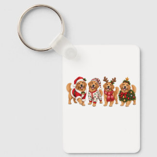 Kerst Golden Retriever Vakantie Vrienden Sleutelhanger