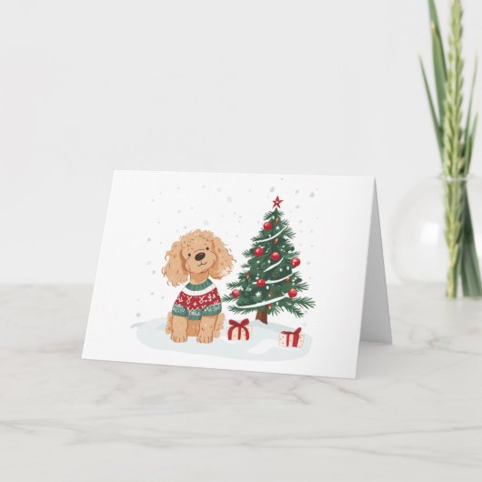 Kerst Goldendoodle Hond Kaart (Voorkant)