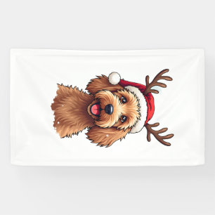 Kerst Goldendoodle Hond Rendier Vakantie Doodle Spandoek