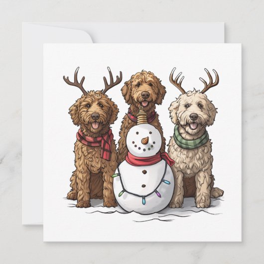 Kerst Goldendoodle Honden Feestdagenkaart (Voorkant)