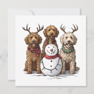 Kerst Goldendoodle Honden Feestdagenkaart