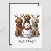 Kerst Goldendoodle Honden Kaart (Voorkant / Achterkant)