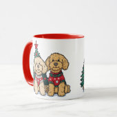 Kerst Goldendoodle Honden Mok (Voorkant links)