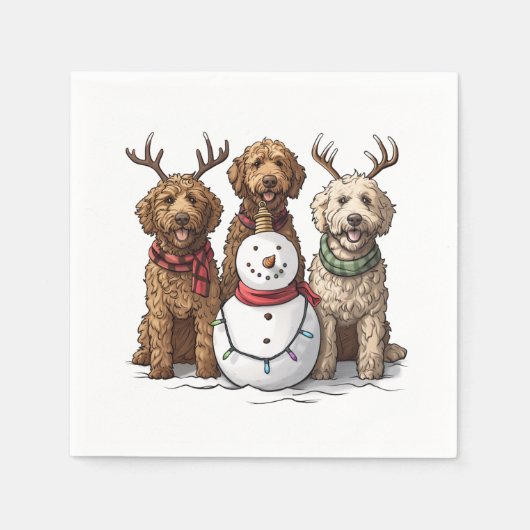 Kerst Goldendoodle Honden Servet (Voorkant)