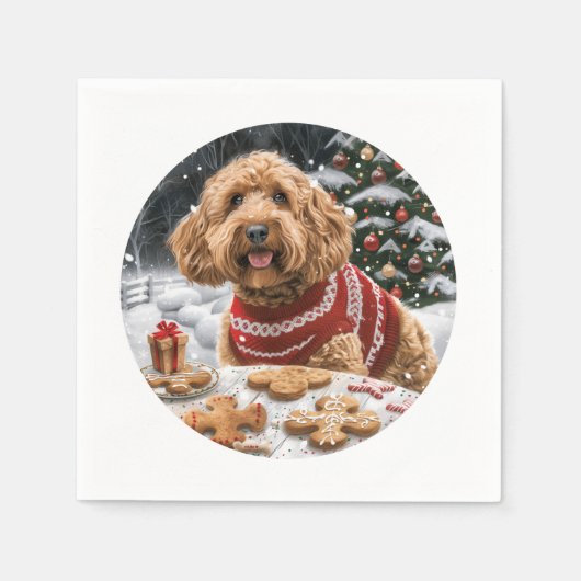 Kerst Goldendoodle Honden Servet (Voorkant)