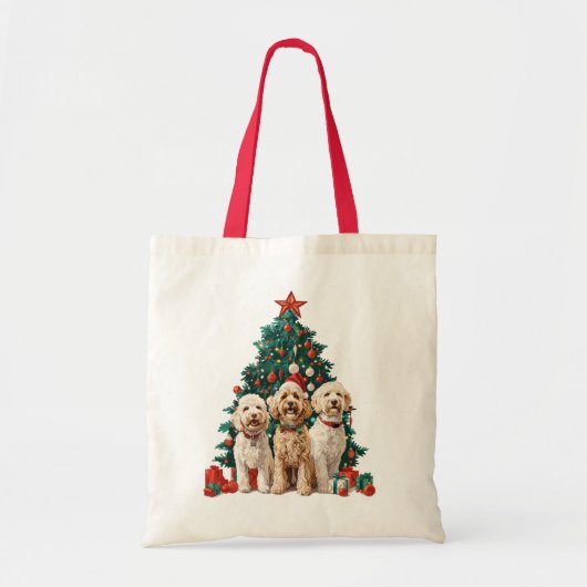 Kerst Goldendoodle Honden Tote Bag (Voorkant)
