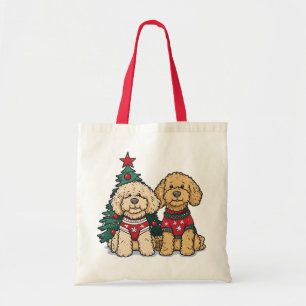 Kerst Goldendoodle Honden Tote Bag