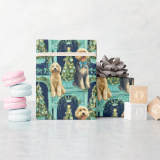 Kerst Goldendoodle Vignet Inpakpapier