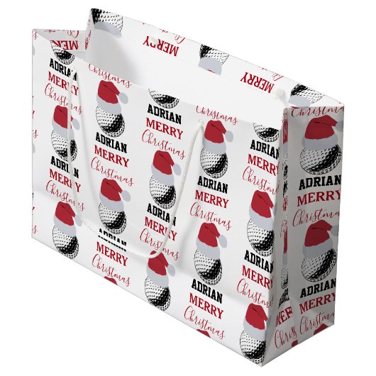 Kerst Golf Ball Sport Aangepaste naam Groot Cadeauzakje (Voorkant Gekanteld)